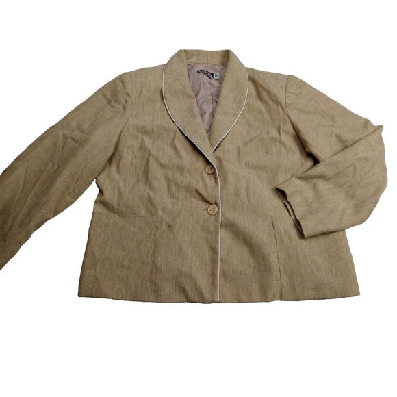 audrey Lane Jackets & Blazers - Audrey B Plus Size 22W Blazer 2 Bottons Long Sleeve Ribbed White Pockets